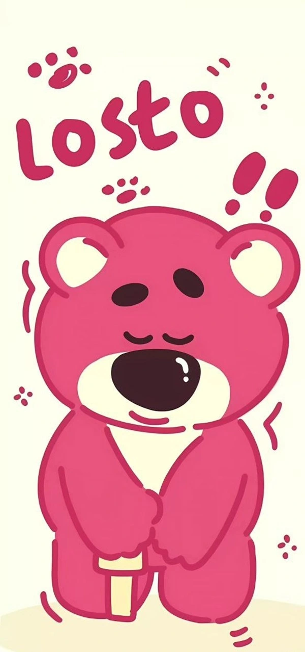 Ảnh gấu dâu cute với nơ hồng và ánh mắt ngây ngô