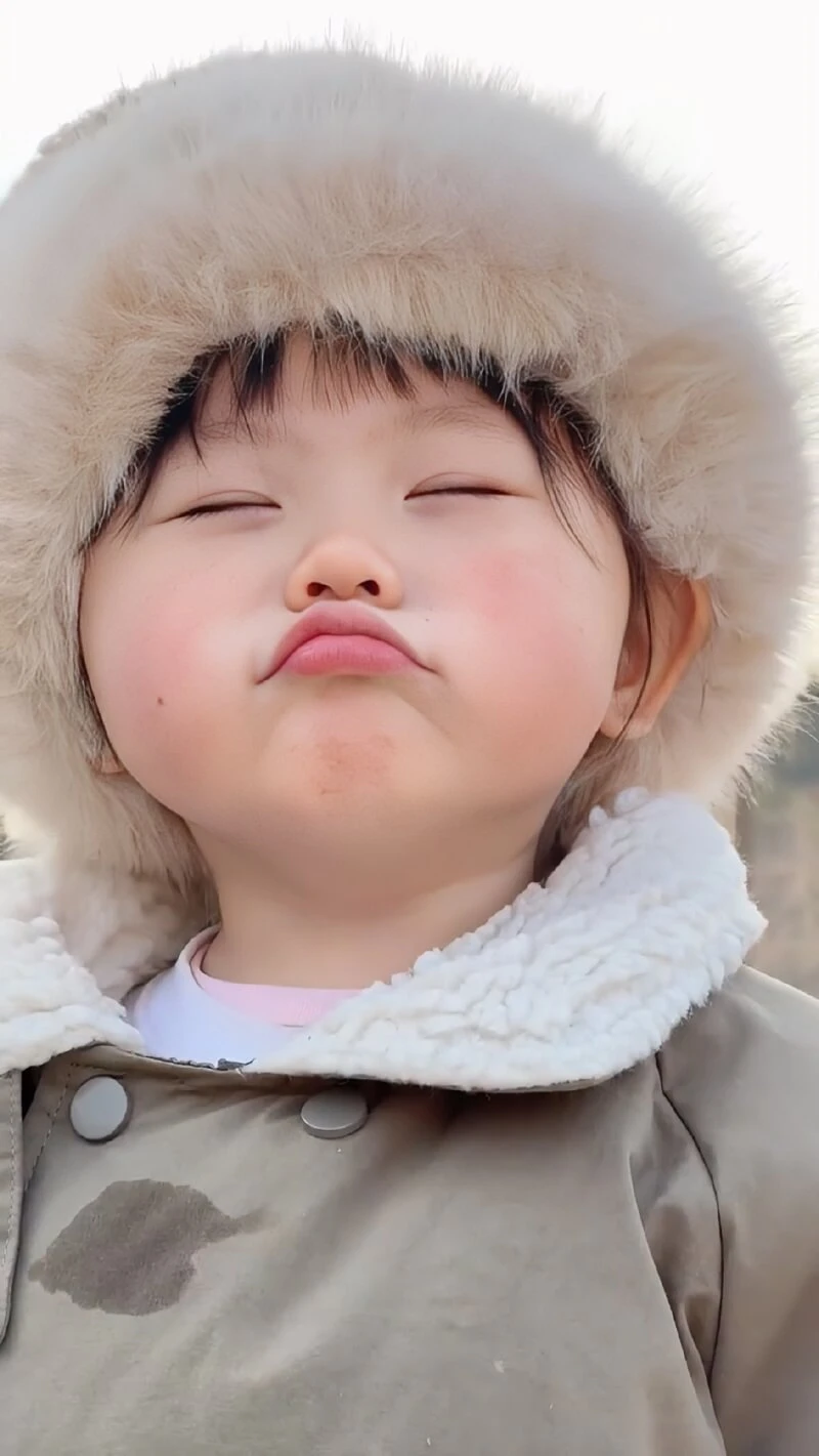 Một cô bé có mũ lông và áo khoác hình nền em bé