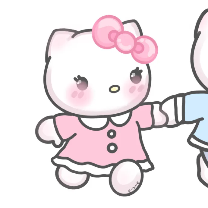 Minh họa về một vài con búp bê hello kitty nắm tay