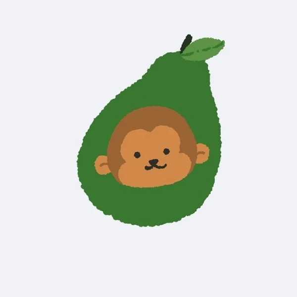 Một động vật hoạt hình với một chiếc lá xanh trên đầu avatar quả bơ cute