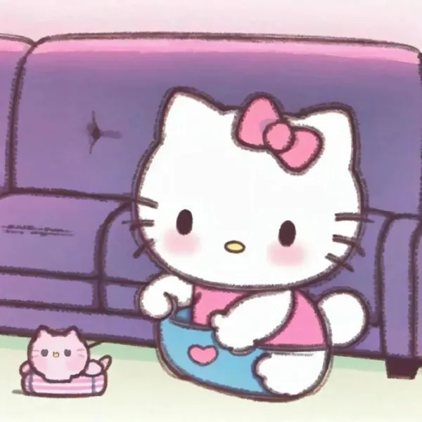 Có một bản vẽ của chú mèo con chơi với