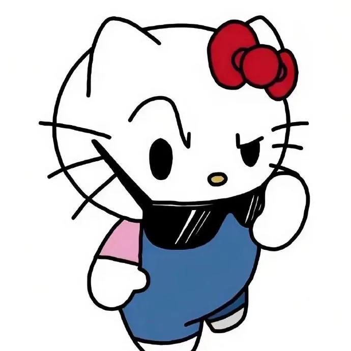 Có một bản vẽ của hello kitty đang cầm điện thoại di động