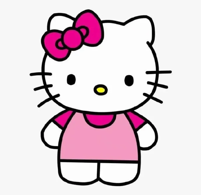 Có một hello kitty trong chiếc váy màu hồng với cái nơ trên đầu