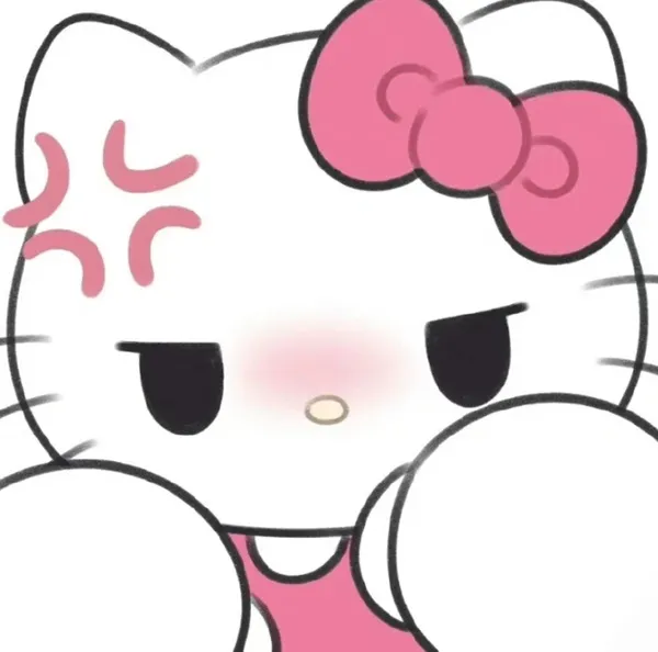 Có một phim hoạt hình hello kitty với cây cung màu hồng trên đầu