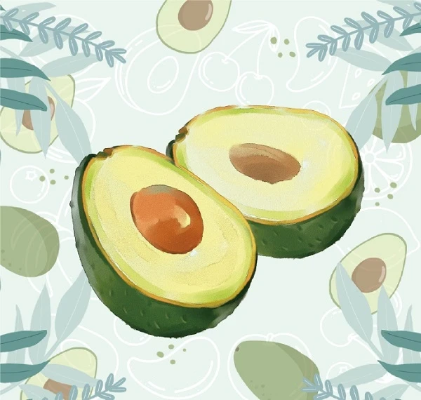 Avocas trên nền màu xanh avatar quả bơ cute