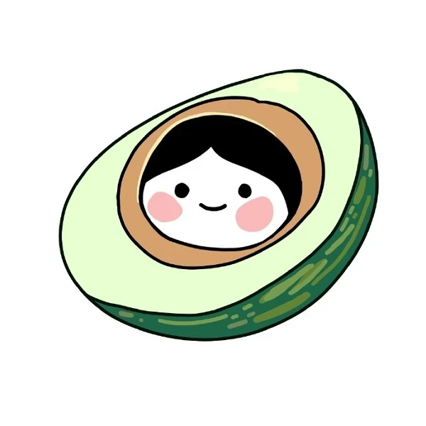 Một bộ phim hoạt hình với khuôn mặt bên trong anime avatar quả bơ cute