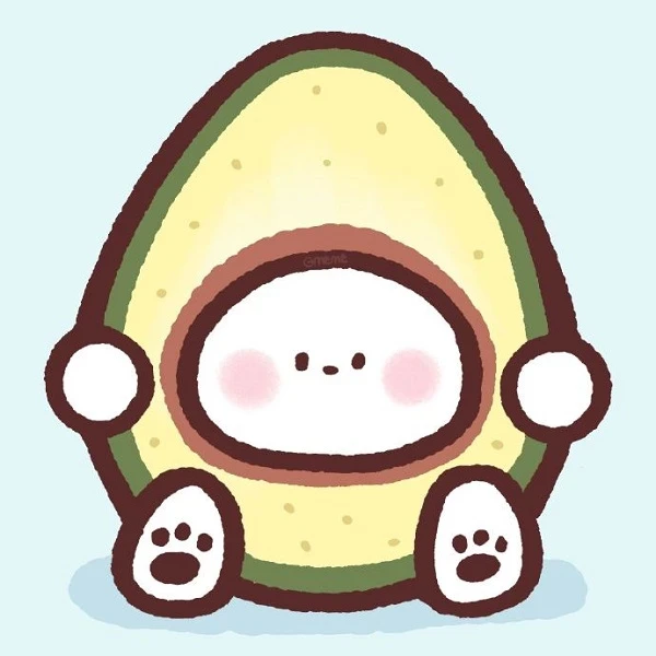 một nhân vật hoạt hình với một avoca trên đầu avatar trái bơ