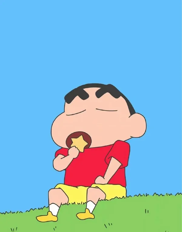 Có một hình ảnh phim hoạt của cậu bé ăn kem nón