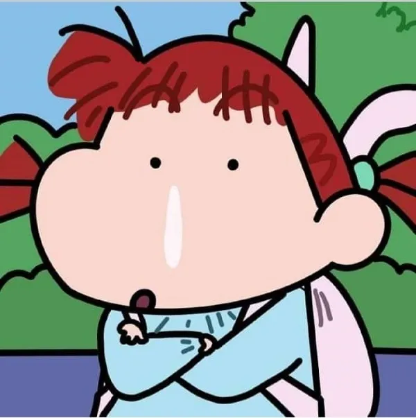 Có một hình ảnh hoạt của cô bé với mái tóc đỏ
