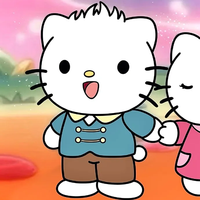 Có hai nhân vật hello kitty đứng cạnh nhau