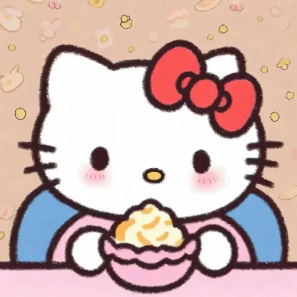 Có một chú mèo con ngồi trên bàn ăn bánh cupcake