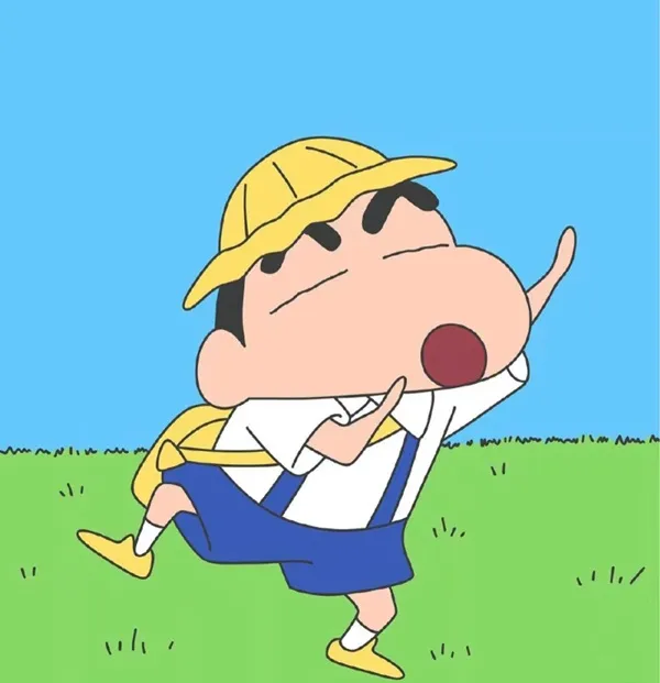 Có một phim hoạt hình của người đàn ông trong chiếc mũ màu vàng và quần short xanh