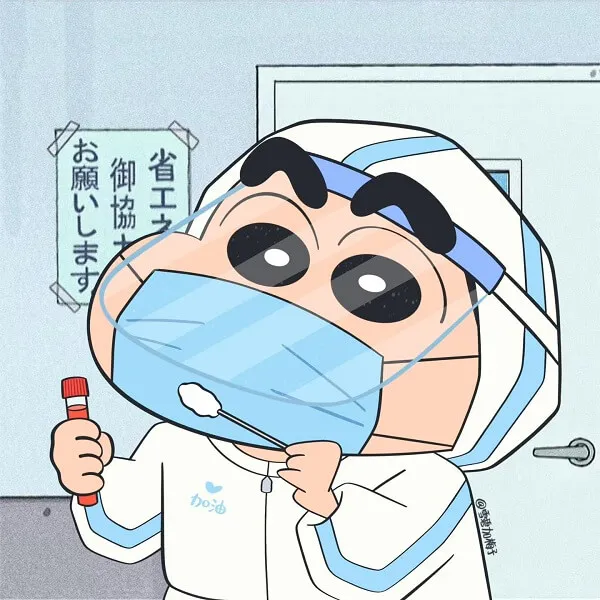 Có một phim hoạt hình của người đeo mặt nạ và cầm bàn chải đánh răng