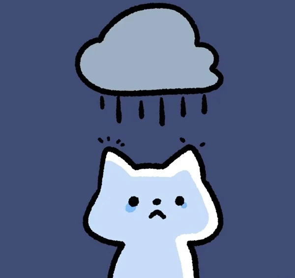 một con mèo có đám mây trên đầu crying meme