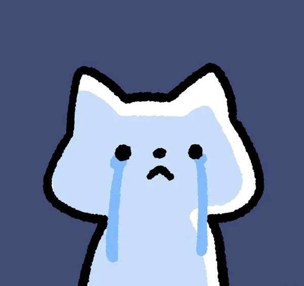 Một con mèo trắng có nền màu xanh crying meme