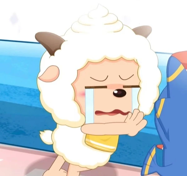 một nhân vật hoạt hình với mái tóc trắng và áo sơ mi màu xanh crying meme