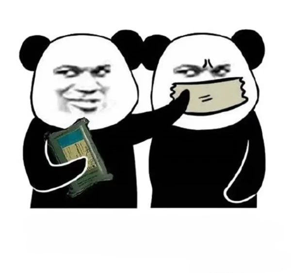 Hai con gấu trúc đang cầm điện thoại di động gấu trúc meme