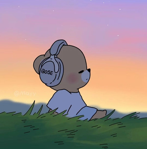 avatar chill anime chú mèo nghe nhạc