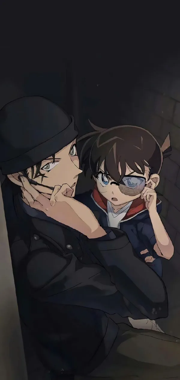 Hai anh chàng anime hình nền conan trong phòng tối