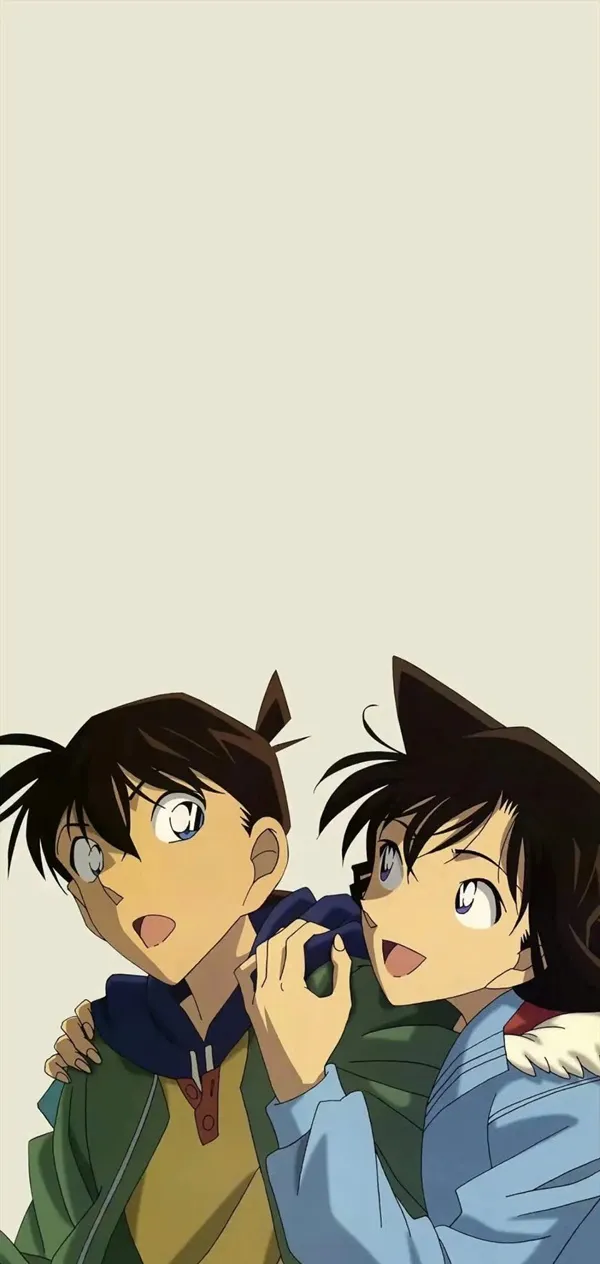 Hai nhân vật anime, một với một con mèo và người kia với hình nền conan một con mèo