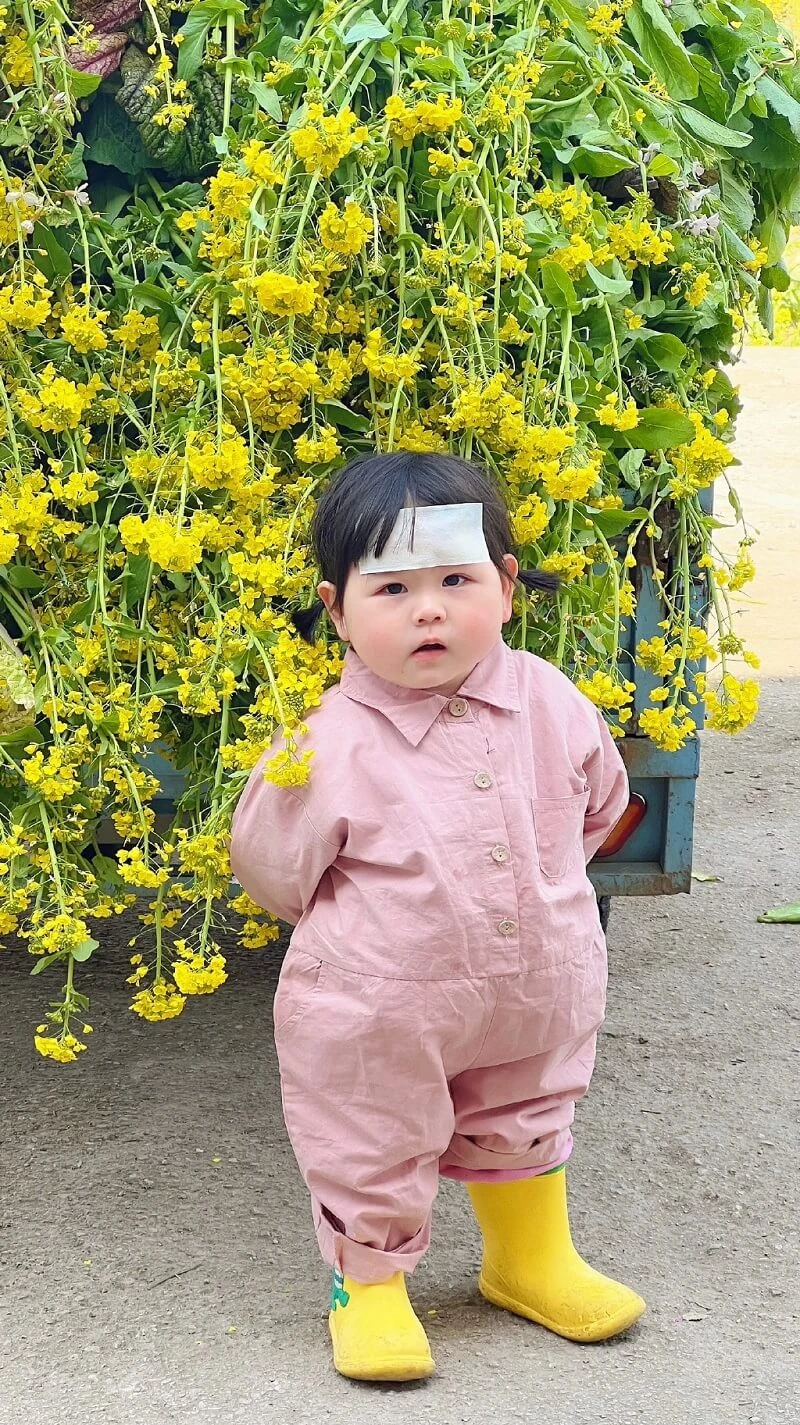 Một em bé trong bộ đồ mưa màu hồng và đôi giày cao su màu vàng hình nền em bé dễ thương