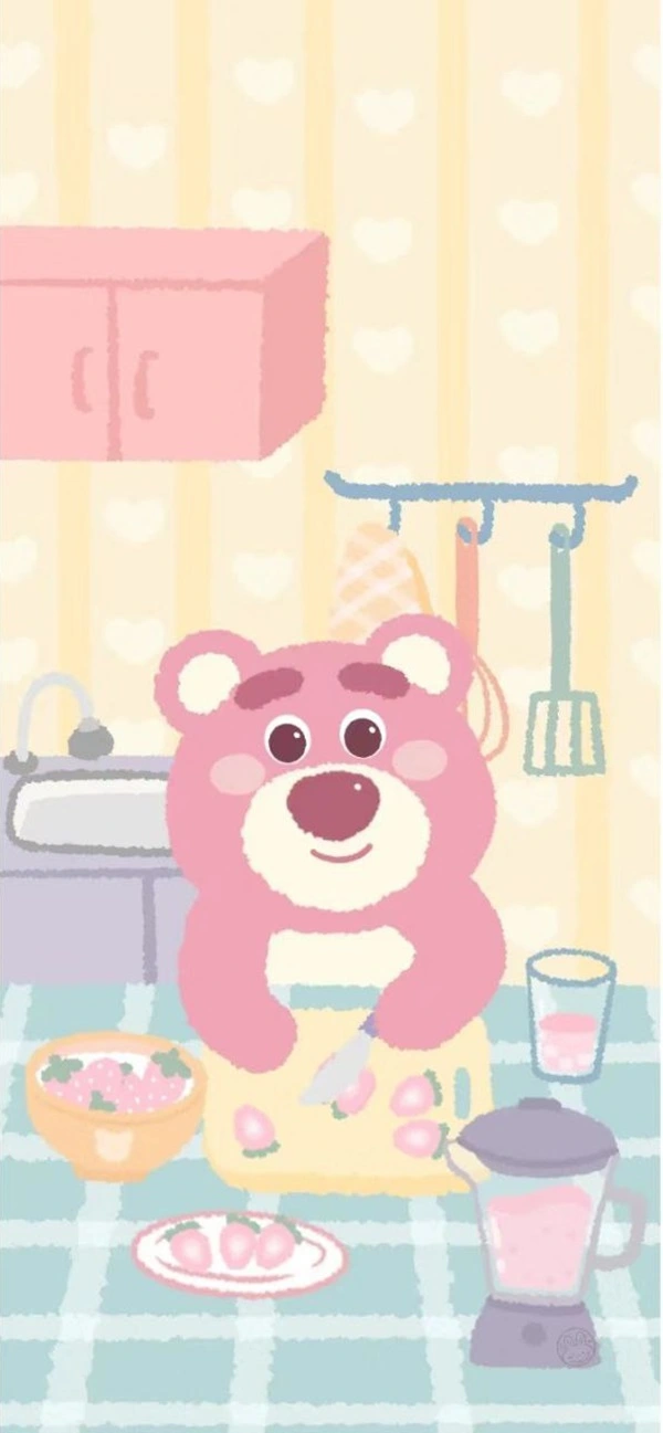 Hình nền gấu dâu cute cho mùa hè rực rỡ sắc màu