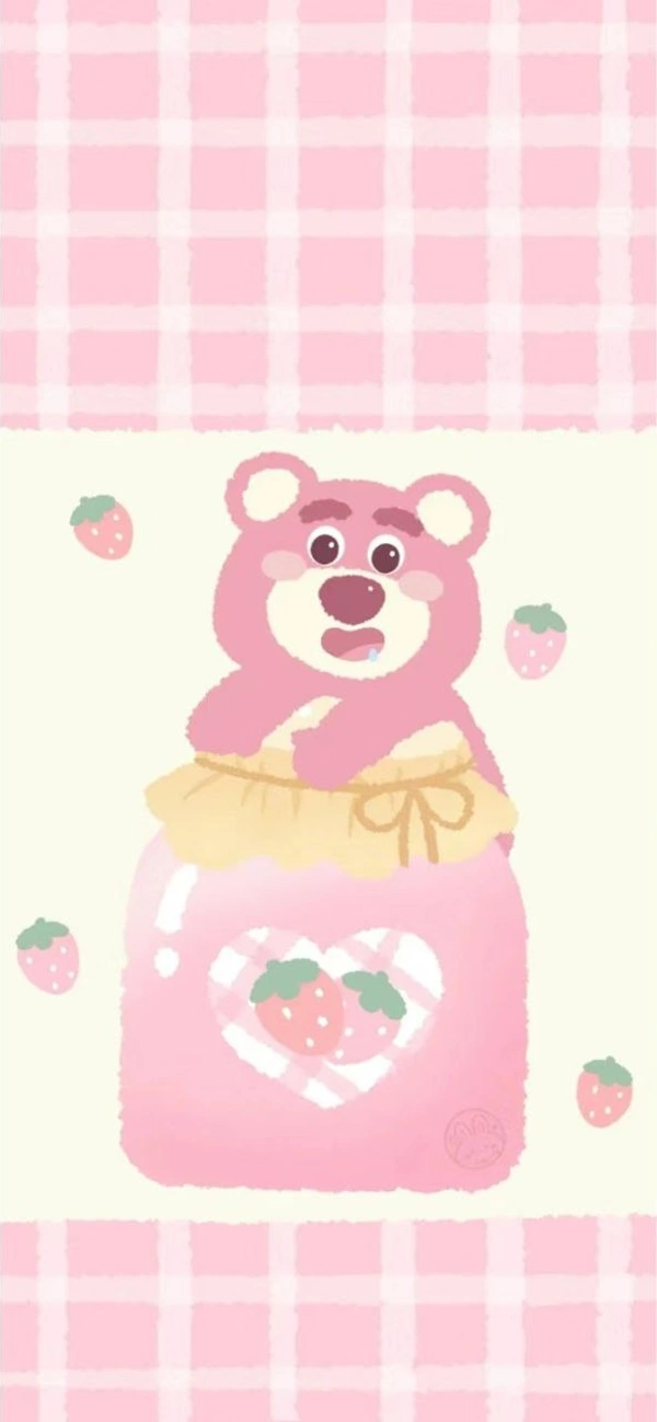 Hình nền gấu dâu cute cùng lời chúc dễ thương