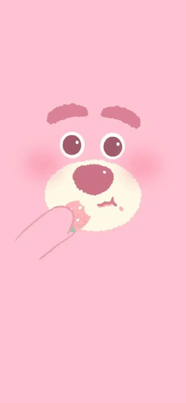 Hình nền gấu dâu Lotso nằm trên nền trái dâu chín mọng
