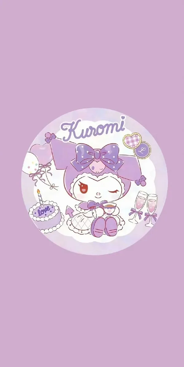 Hình nền kuromi và cinnamoroll một hình nền màu tím với một nhân vật hoạt hình
