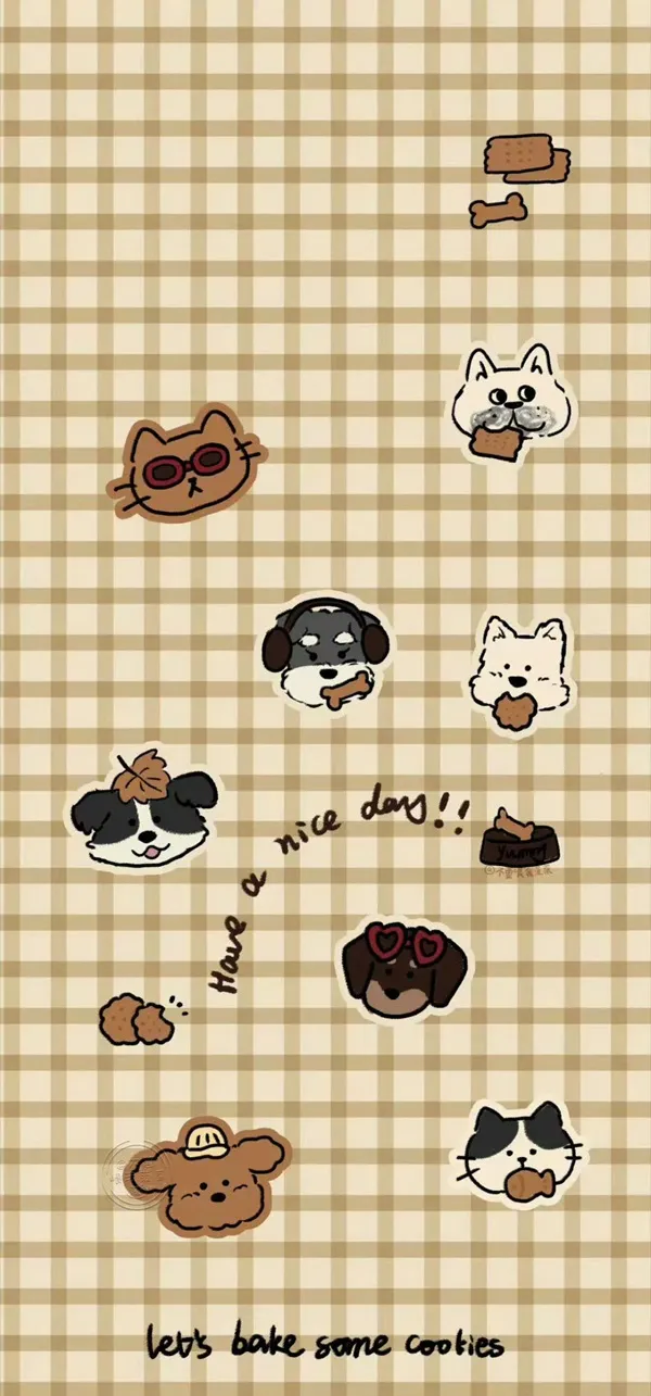 Một bó chó trên nền hình nền màu nâu cute