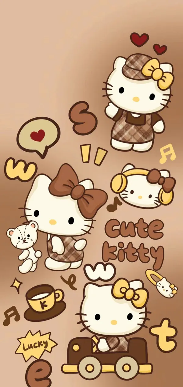 Hình nền Hello Kitty hình nền màu nâu nhạt cute Hello Kitty Wallpapers Hello Kitty Wallpapers Hello Kitty Wallpapers