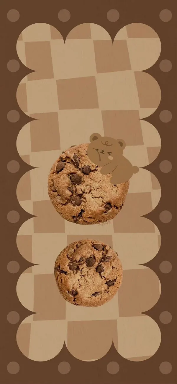Một cái bánh quy có hình nền màu nâu nhạt cute cookie trên đó