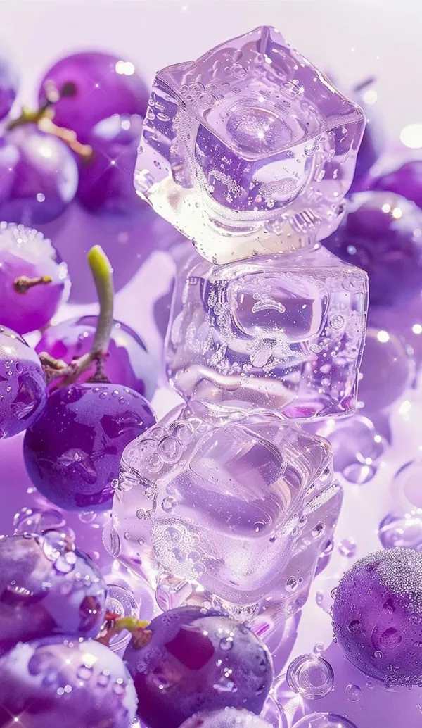 Khối băng màu tím với hình nền màu tím nho