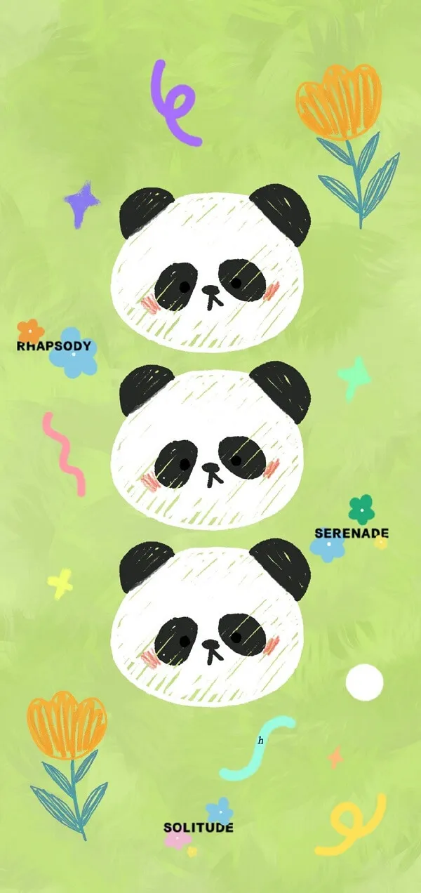 Hình hình nền màu xanh lá cây nền Panda Face - Ảnh chụp màn hình