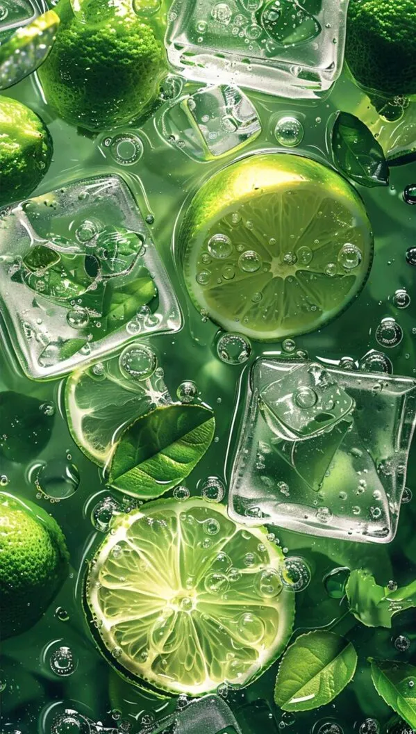 Limes và chanh hình nền màu xanh lá cây trong băng