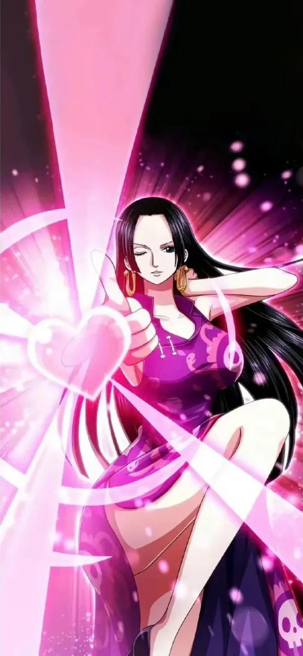 Một cô gái mặc một chiếc váy màu tím với ánh sáng màu hồng hình nền Nico Robin