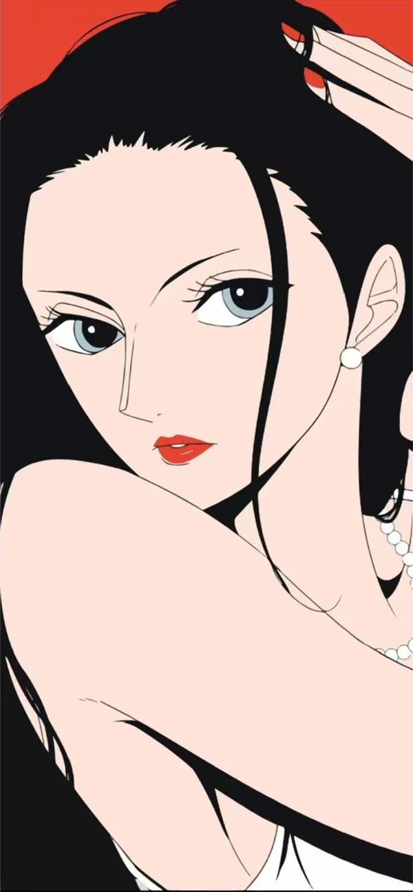 Một người phụ nữ có nền đỏ hình nền Nico Robin và nền đen trắng