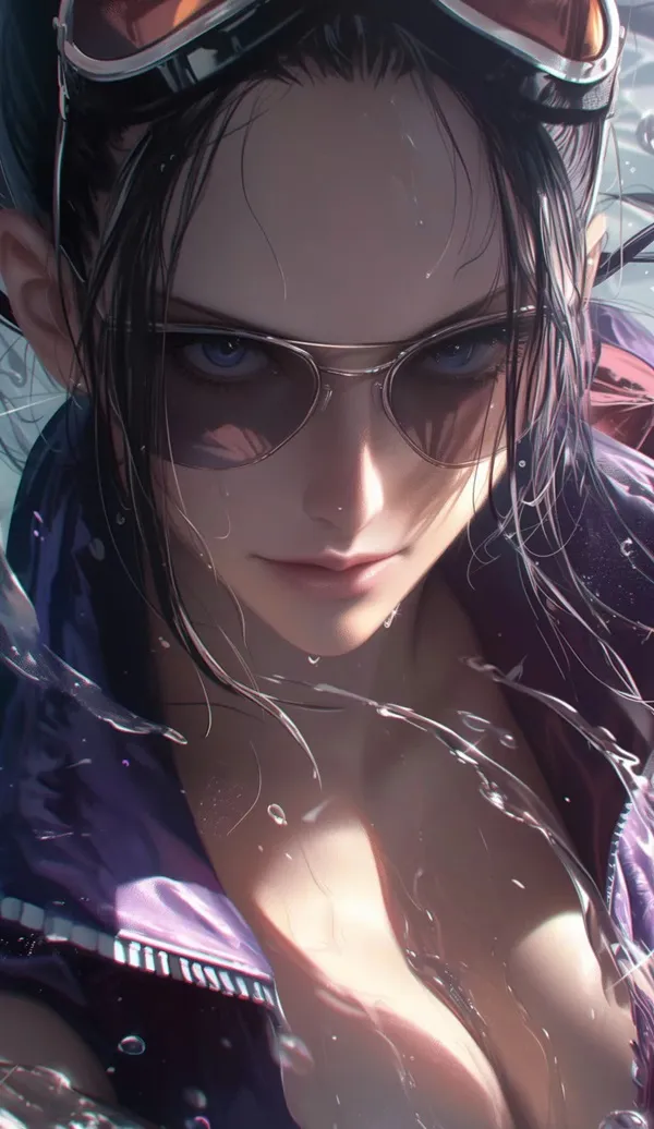 Một người hình nền Nico Robin phụ nữ có kính và trang phục màu tím