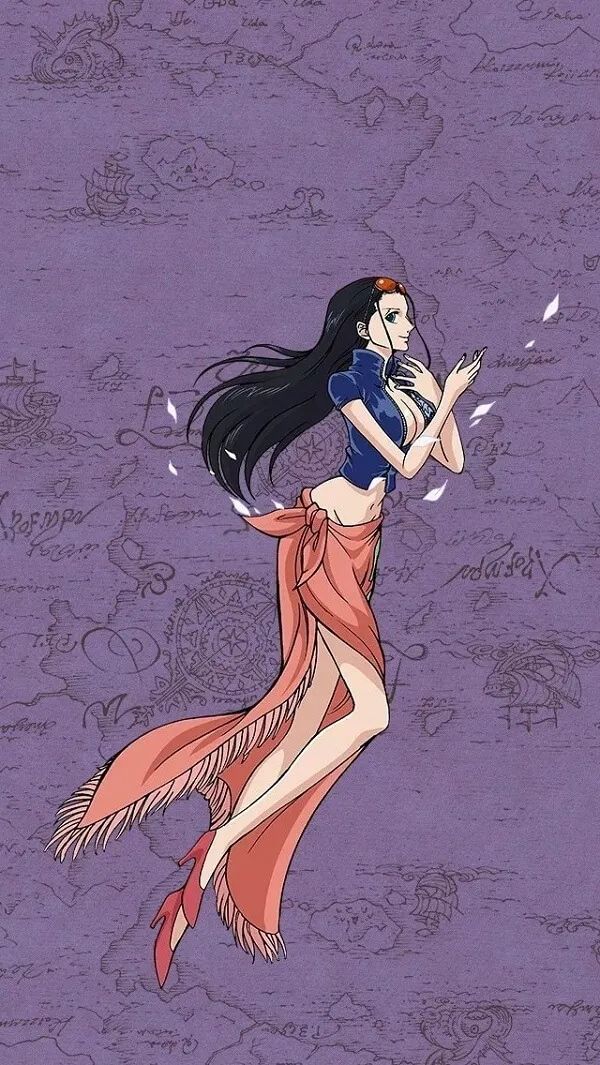 Một người phụ hình nền Nico Robin nữ mặc váy dài đang bay trong không trung