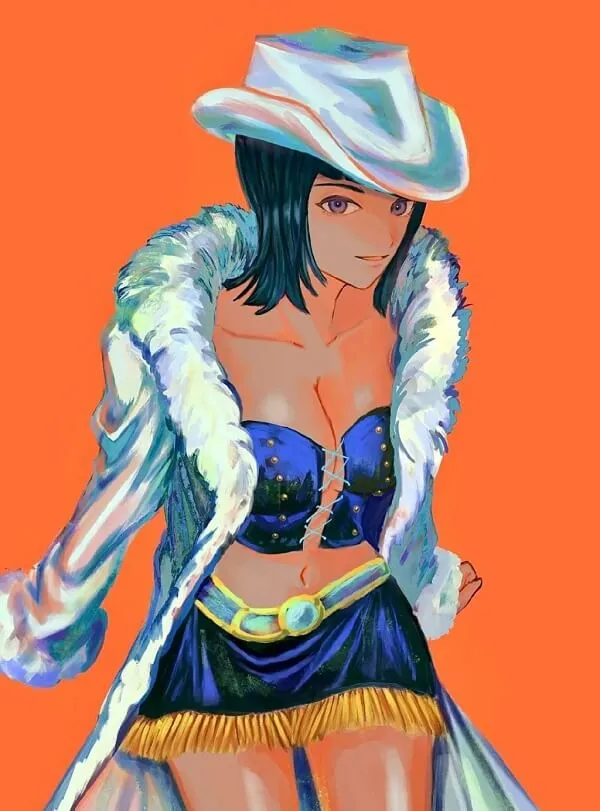 Một người phụ nữ mặc hình nền Nico Robin trang phục và mũ