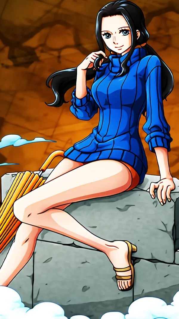 Một người hình nền Nico Robin phụ nữ ngồi trên đỉnh đá