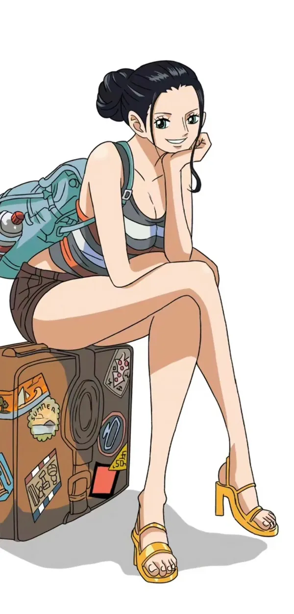 Một người phụ hình nền Nico Robin nữ ngồi trên chiếc vali