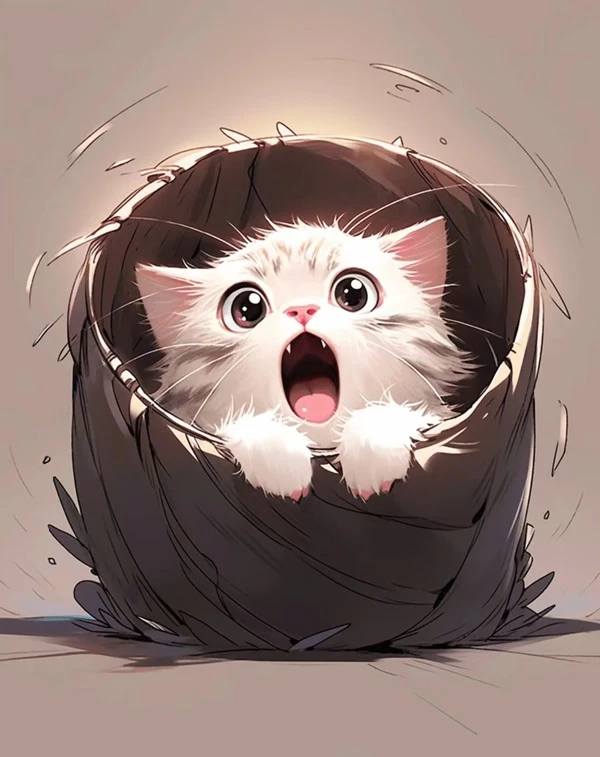 Một con mèo mặc áo hoodie màu đen với miệng mở meme bất ngờ