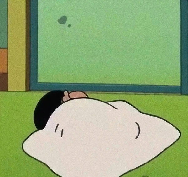 Một nhân vật hoạt hình đang ngủ trên giường meme buồn