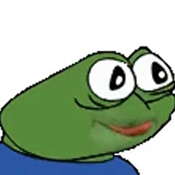 Một con ếch hoạt hình với áo sơ mi màu xanh và áo sơ mi màu xanh lá cây meme frog