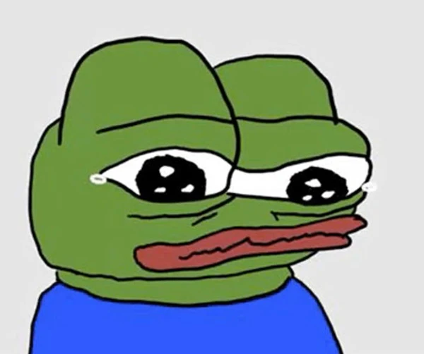 Một con ếch hoạt hình với áo sơ mi màu xanh và áo sơ mi màu xanh lá cây meme frog