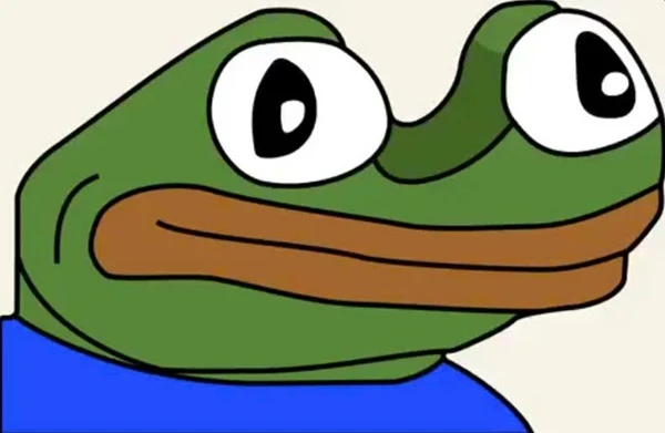 Một con ếch hoạt hình với áo sơ mi màu xanh và áo sơ mi màu xanh lá cây meme frog