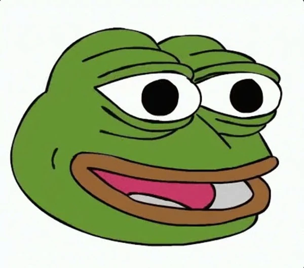 Một con ếch hoạt hình với một nụ cười lớn meme frog