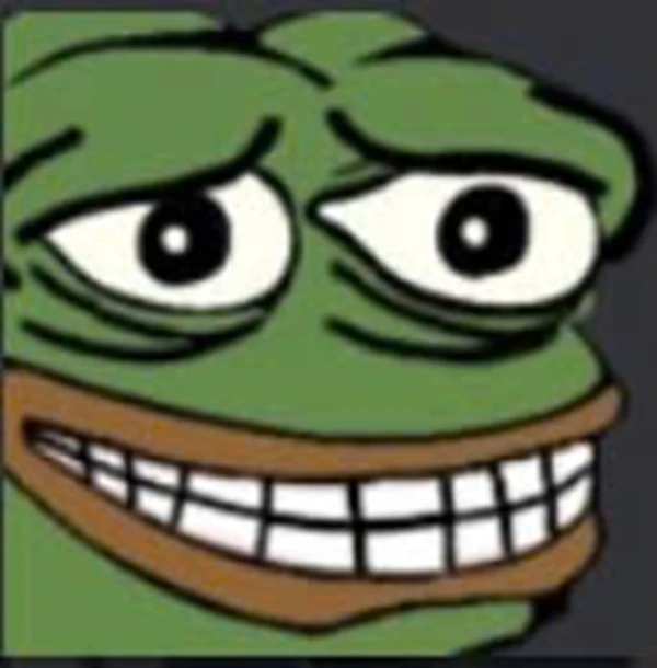 Một con ếch hoạt hình với một nụ cười lớn meme frog