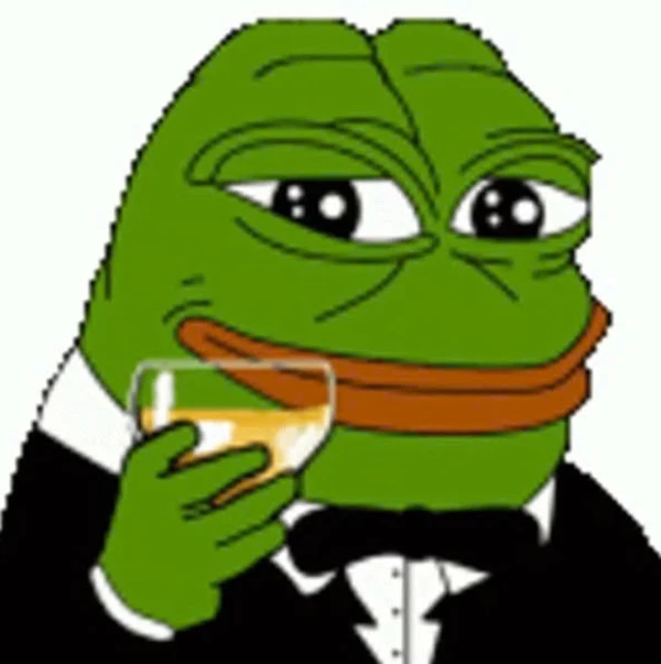một con ếch trong bộ tuxed meme frog